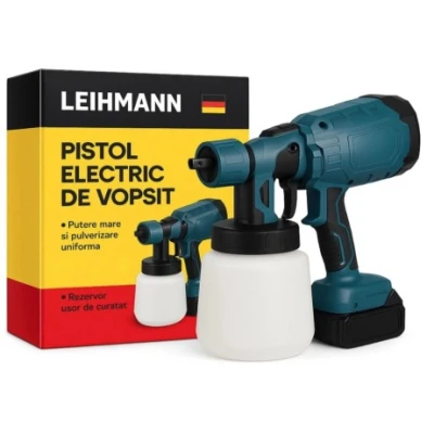 Aparat profesional de vopsit si Zugravit LEIHMANN electric cu Rezervor de vopsea 2 Acumulatori 48V