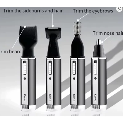 Set trimmer electric 4 in 1 Kemei KM 6630 negru cu 4 capete