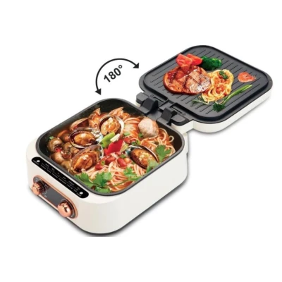 Multicooker 3 In 1 Hot Pot Grill putere 1600W Alb