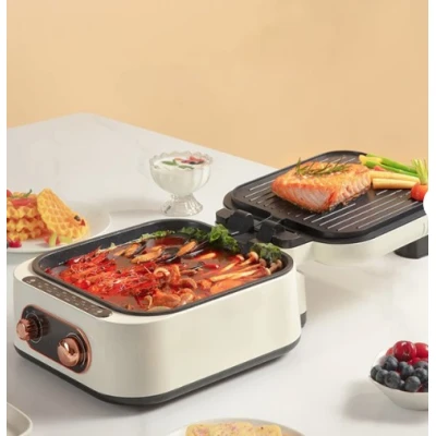 Multicooker 3 In 1 Hot Pot Grill putere 1600W Alb