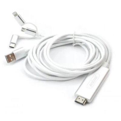 Cablu HDMI 4K HDR 2m la USB A Micro USB Lightning Tip C Andowl QY A8