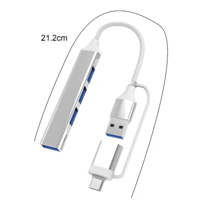 Adaptor Dongle Transfer de date tip C-USB si Splitter cu 4 porturi USB