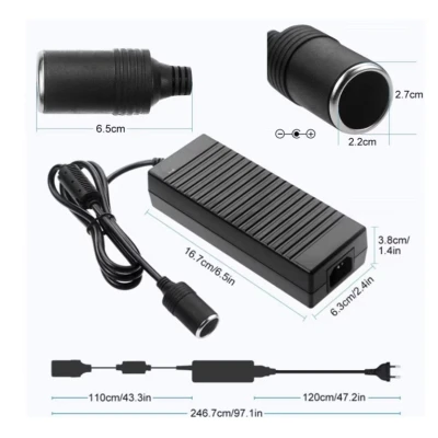 Adaptor priza Auto cu Bricheta 240V-12V/10A 120W Negru