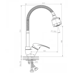 Baterie bucatarie ITALOMIX Pipa flexibila, Perlator 2 functii Crom