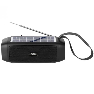 Boxa Portabila S18 Neagra Bluetooth USB Radio Lanterna cu incarcare solara