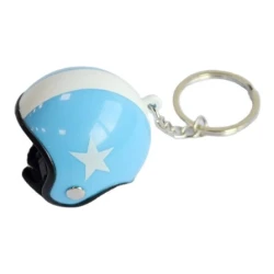 Breloc Chei Model Casca Moto Albastru 