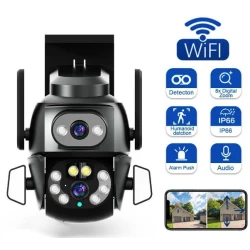 Camera de supraveghere Dubla PTZ 8MP 4K Q-S800 cu Aplicatie GRI