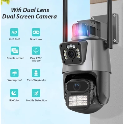 Camera de Supraveghere dubla WIFI Rotativa cu Sirena 8MP