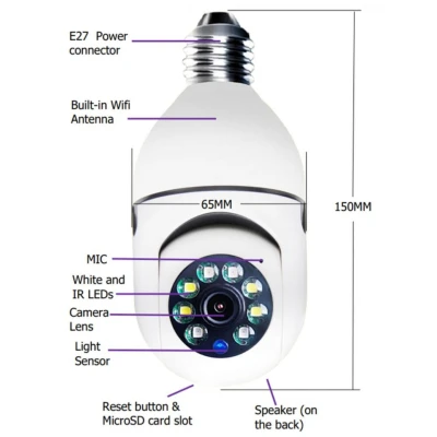 Camera de supraveghere Wifi SOCLU E27 rotatie 360 grade SMART