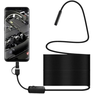 Camera Inspectie Endoscop 5 Metri  Android Waterproof Universala Slim pentru Inspectie Auto MicroUsb tai