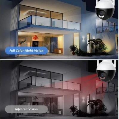 Camera inteligenta de Supraveghere cu Unghi Wide HD 4MP Rotunda Alba