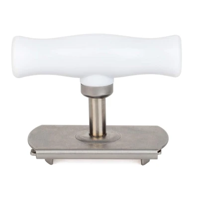 Deschizator de borcane si sticle cu Prindere Capac si Maner Alb / Inox