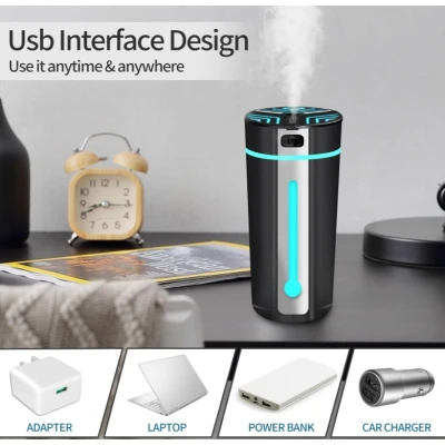 Difuzor de uleiuri esentiale pentru masina cu USB si RGB 300 ml