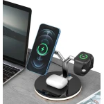 Incarcator Wireless 3 in 1 cu LED Model 970 pentru Telefon Ceas Casti 