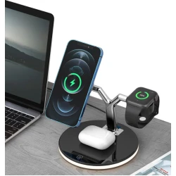 Incarcator Wireless 3 in 1 cu LED Model 970 pentru Telefon Ceas Casti 