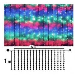 UB Instalatie 7070C Multicolor 240 LED Perdea 6x1m Exterior Fir Negru Gros Interconectabil IP65