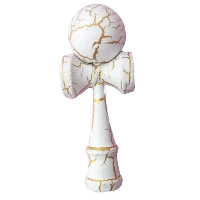 UB Kendama profesionala din lemn 18 cm model clasic cu design crapat culoare ALB