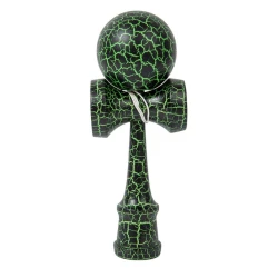 UB Kendama profesionala din lemn 18 cm model clasic cu design crapat culoare Verde/Negru