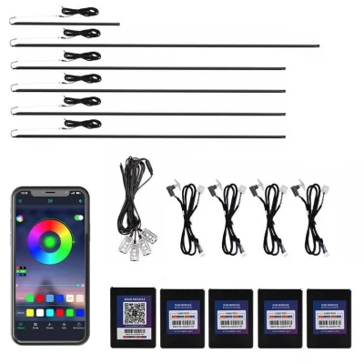 Kit Lumini Ambientale interior auto 18 in 1 RGB cu Aplicatie