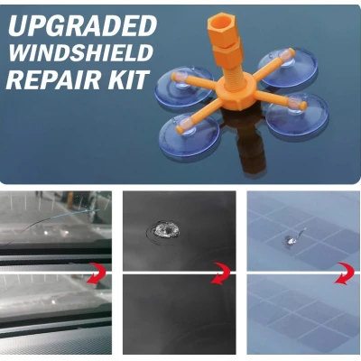 Kit Reparatie Parbriz pentru Sticla Crapata Set Corector cu Ventuza