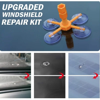 Kit Reparatie Parbriz pentru Sticla Crapata Set Corector cu Ventuza