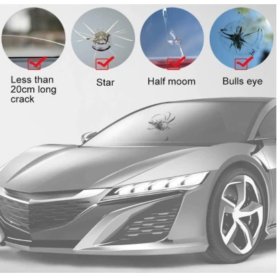 Kit Reparatie Parbriz pentru Sticla Crapata Set Corector cu Ventuza