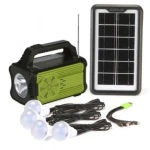 Kit solar GD-8075 cu lampa multifunctionala panou solar si 4 Becuri 