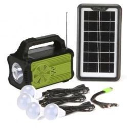 Kit solar GD-8075 cu lampa multifunctionala panou solar si 4 Becuri 