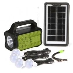 Kit solar GD-8075 cu lampa multifunctionala panou solar si 4 Becuri 
