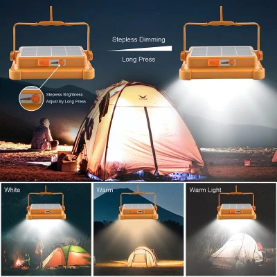 Lampa solara portabila de lucru functie incarcator 336 Leduri reincarcabila 500W temperatura 6500K Portocalie