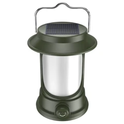 Lampa Solara Retro Camping LY17 Verde cu Maner Reincarcabila