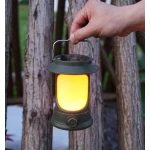Lampa Solara Retro Camping LY17 Verde cu Maner Reincarcabila