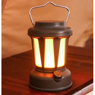 Lampa Solara Retro Camping LY18 Verde cu Maner Reincarcabila