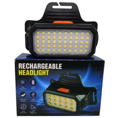 Lanterna de Cap 6 Moduri reincarcabila prin USB 50 LED Rectangulara