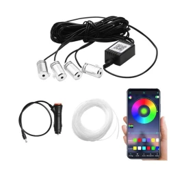 Lumina ambientala LED RGB fibra, Suport pentru aplicatii, 4 in 1, 6 metri