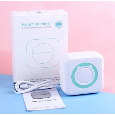 Mini imprimanta de buzunar cu Bluetooth fara Cerneala Roz + 1 Sul Hartie