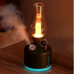 Mini umidificator NEGRU cu lampa fara capac si schimbare de culoare 