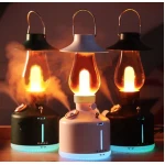Mini umidificator NEGRU cu lampa vintage si schimbare de culoare 