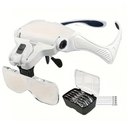 Ochelari cu 5 LUPE 2 LED 9892B2 Incarcare USB 1.5 - 3.5x