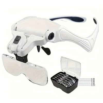 Ochelari cu 5 LUPE 2 LED 9892B2 Incarcare USB 1.5 - 3.5x