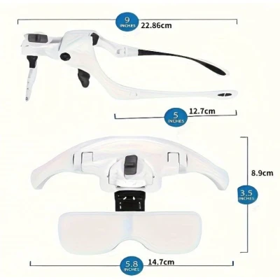 Ochelari cu 5 LUPE 2 LED 9892B2 Incarcare USB 1.5 - 3.5x