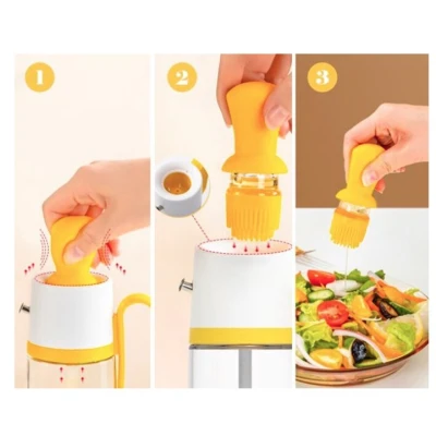 Oliviera cu perie dozatoare gradata si picurator pentru ulei/otet din sticla 550 ml