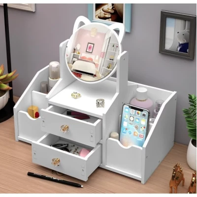 Organizator cosmetice cu Oglinda, 2 sertare, 4 compartimente, 40 x 20 x 33 cm