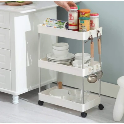 Organizator tip carucior multifuncional cu 3 rafturi Alb