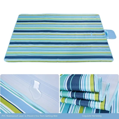 Patura de plaja/picnic tip geanta impermeabila cu dungi 130x150cm