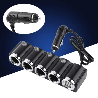 Priza auto 1504 cu 6 intrari  12V  In-Car negru MULTIPLICATOR
