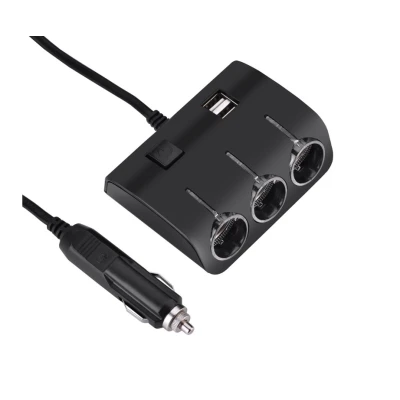Priza auto cu 5 intrari NEON buton On/OFF 120W OLESON 1506
