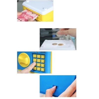 Pusculita pentru copii cu functie ATM cod pin si seif Roz/Alb Hello Kitty