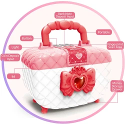 Pusculita pentru fetite  tip  cutie de machiaj rularea automată a banilor si cod