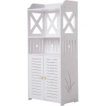 Raft de baie WPC alb Dulap 92x40x25 cm